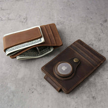 Load image into Gallery viewer, Personalized Leather Magnetic Money Clip Air Tag Money Clip Mens Gift Air Tag Holder - EN LEATHER