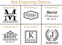 Load image into Gallery viewer, Groom Gifts, Personalized Wooden Multipliers, Leather Money Clip, Hip Flask in Groom Gift Box, Groom Proposal, Best Man Gifts, Groomsmen Gifts - EN LEATHER