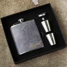 Load image into Gallery viewer, Groomsmen Flask Engraved Flask - EN LEATHER