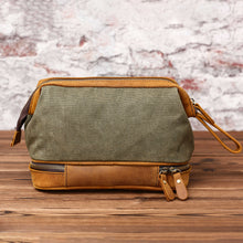 Load image into Gallery viewer, Personalized Waxed Canvas Dopp Kit Mens Toiletry Bag - EN LEATHER