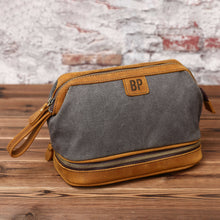 Load image into Gallery viewer, Personalized Waxed Canvas Dopp Kit Mens Toiletry Bag - EN LEATHER