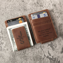Load image into Gallery viewer, Money Clip, Personalized leather money clip, Leather Money Clip, Leather Wallet, Groomsman Gift, Groomsmen Gift, Fathers Day Gift, custom - EN LEATHER