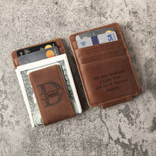Load image into Gallery viewer, Personalized Groomsman Gift RFID Money Clip Genuine Leather Wallet Boyfriend Fathers Day Gifts for Men Custom Gifts for Him - EN LEATHER