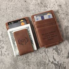 Load image into Gallery viewer, Personalized Leather Money Clip, Custom Leather Money Clip, Engraved Money Clip, Custom Leather Credit Card Wallet, Personalized Card Holder - EN LEATHER