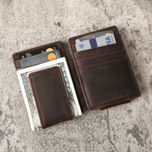 Load image into Gallery viewer, Personalized Leather Money Clip, Custom Leather Money Clip, Engraved Money Clip, Custom Leather Credit Card Wallet, Personalized Card Holder - EN LEATHER