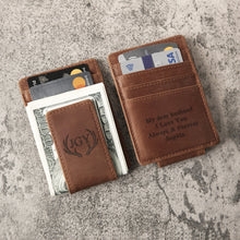 Load image into Gallery viewer, Money Clip, Personalized leather money clip, Leather Money Clip, Leather Wallet, Groomsman Gift, Groomsmen Gift, Fathers Day Gift, custom - EN LEATHER