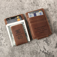 Load image into Gallery viewer, Personalized Leather Money Clip, Custom Leather Money Clip, Engraved Money Clip, Custom Leather Credit Card Wallet, Personalized Card Holder - EN LEATHER