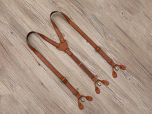 Load image into Gallery viewer, Brown Leather Suspenders, Suspenders, leather suspenders, brown suspenders, suspenders, suspenders for adults, leather suspenders brown - EN LEATHER