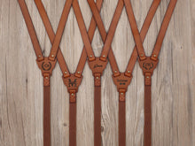 Load image into Gallery viewer, Brown Suspenders Leather Suspenders Personalized Men’s Leather Suspenders Groomsmen Suspenders - EN LEATHER