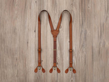 Load image into Gallery viewer, Brown Suspenders Leather Suspenders Personalized Men’s Leather Suspenders Groomsmen Suspenders - EN LEATHER