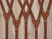 Load image into Gallery viewer, Groomsmen Suspenders Wedding Suspenders Best Man Gift Groomsmen Gifts Personalized Natural Leather Suspenders - EN LEATHER