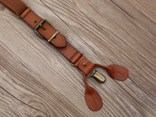 Load image into Gallery viewer, Natural Leather Suspenders Groomsmen Suspenders Wedding Suspenders Best Man Gift Groomsmen Gifts Personalized - EN LEATHER