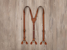 Load image into Gallery viewer, Brown Leather Suspenders, Suspenders, leather suspenders, brown suspenders, suspenders, suspenders for adults, leather suspenders brown - EN LEATHER