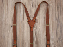 Load image into Gallery viewer, Groomsmen Suspenders Wedding Suspenders Best Man Gift Groomsmen Gifts Personalized Natural Leather Suspenders - EN LEATHER