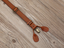 Load image into Gallery viewer, Leather Suspenders Personalized Men’s Leather Suspenders Groomsmen Suspenders Brown Suspenders - EN LEATHER