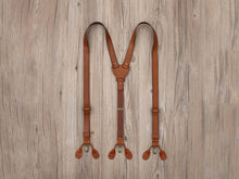 Load image into Gallery viewer, Leather Suspenders Personalized Men’s Leather Suspenders Groomsmen Suspenders Brown Suspenders - EN LEATHER