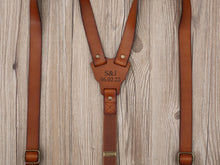 Load image into Gallery viewer, Leather Suspenders Personalized Men’s Leather Suspenders Groomsmen Suspenders Brown Suspenders - EN LEATHER