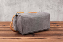 Load image into Gallery viewer, Large Canvas Toiletry Bag Set, Toiletry Bag Men, Personalized Canvas Leather Dopp Kit for Men, Canvas Leather Men's Travel Toiletry Bag - EN LEATHER