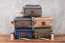 Load image into Gallery viewer, Large Canvas Toiletry Bag Set, Toiletry Bag Men, Personalized Canvas Leather Dopp Kit for Men, Canvas Leather Men's Travel Toiletry Bag - EN LEATHER