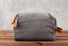 Load image into Gallery viewer, Groomsmen Gifts, Canvas Leather Dopp Kit, Engraved Canvas Leather Dopp Kit, Personalized Travel Bag, Gift for Him, Christmas Gifts - EN LEATHER