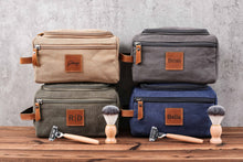 Load image into Gallery viewer, Large Canvas Toiletry Bag Set, Toiletry Bag Men, Personalized Canvas Leather Dopp Kit for Men, Canvas Leather Men's Travel Toiletry Bag - EN LEATHER