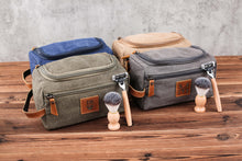 Load image into Gallery viewer, Groomsmen Gifts, Canvas Leather Dopp Kit, Engraved Canvas Leather Dopp Kit, Personalized Travel Bag, Gift for Him, Christmas Gifts - EN LEATHER