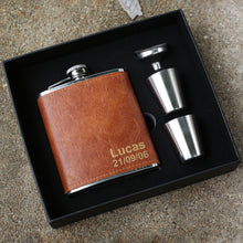 Load image into Gallery viewer, Groomsmen Flask Engraved Flask - EN LEATHER
