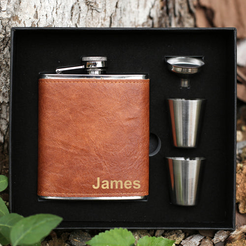 Personalized Leather Flask - EN LEATHER