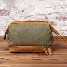 Load image into Gallery viewer, Personalized Waxed Canvas Dopp Kit Mens Toiletry Bag - EN LEATHER
