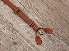 Load image into Gallery viewer, Leather Suspenders Personalized Men’s Leather Suspenders Groomsmen Suspenders Brown Suspenders - EN LEATHER
